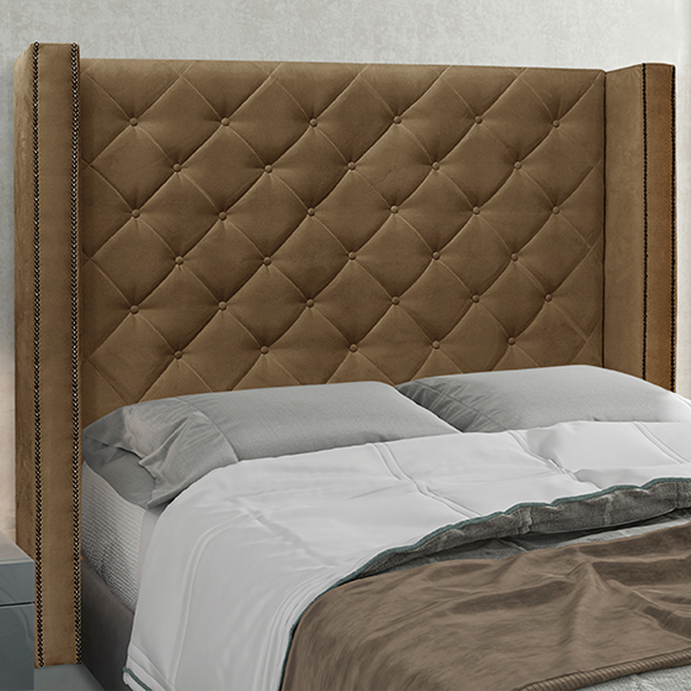 Cabeceira Decorativa Queen Size 1,84M Loewe Suede Caramelo G63 - Gran Belo