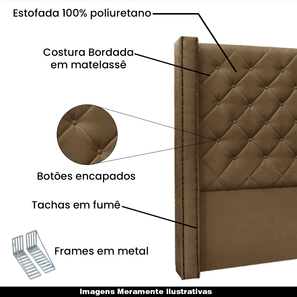 Cabeceira Decorativa Queen Size 1,84M Loewe Suede Caramelo G63 - Gran Belo