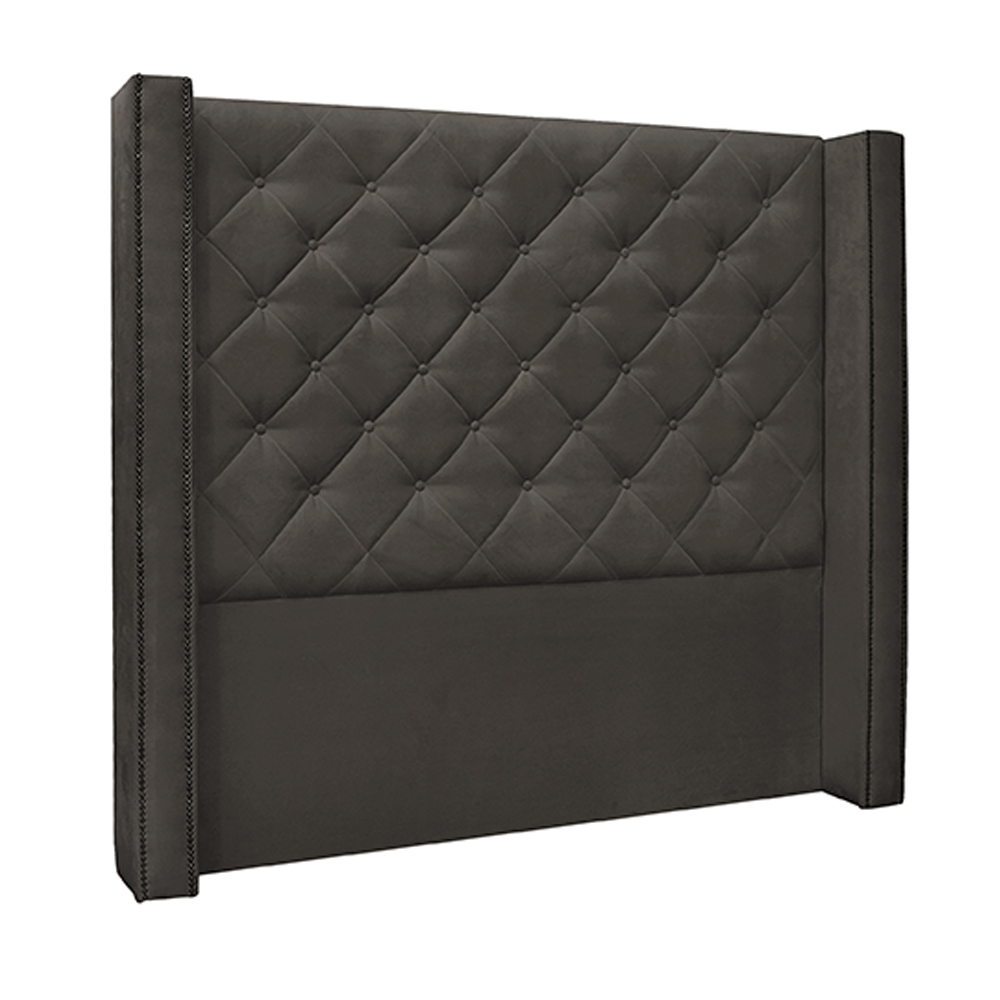Cabeceira Decorativa Queen Size 1,84M Loewe Suede Cinza G63 - Gran Belo