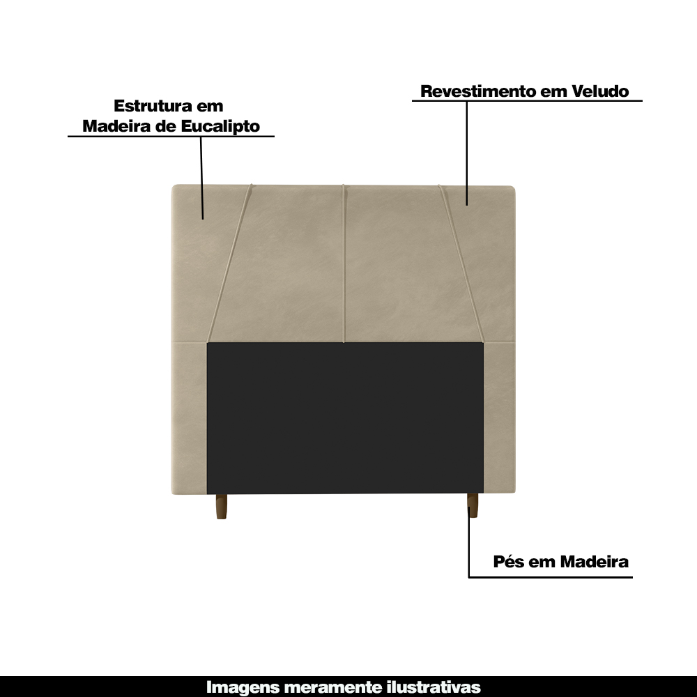 Cabeceira Decorativa Spezia King 193cm Veludo Bege G32 - Gran Belo
