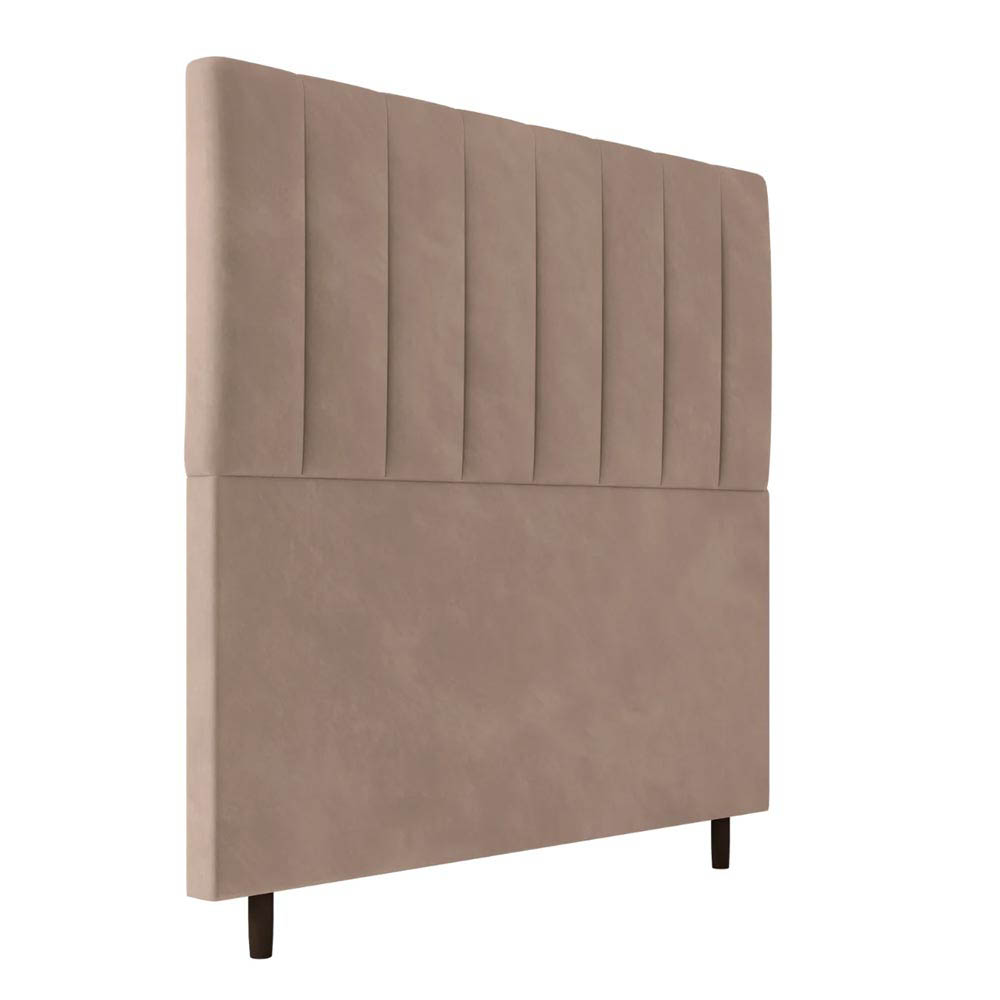 Cabeceira Decorativa Udine Casal 140cm Veludo Bege G32 - Gran Belo