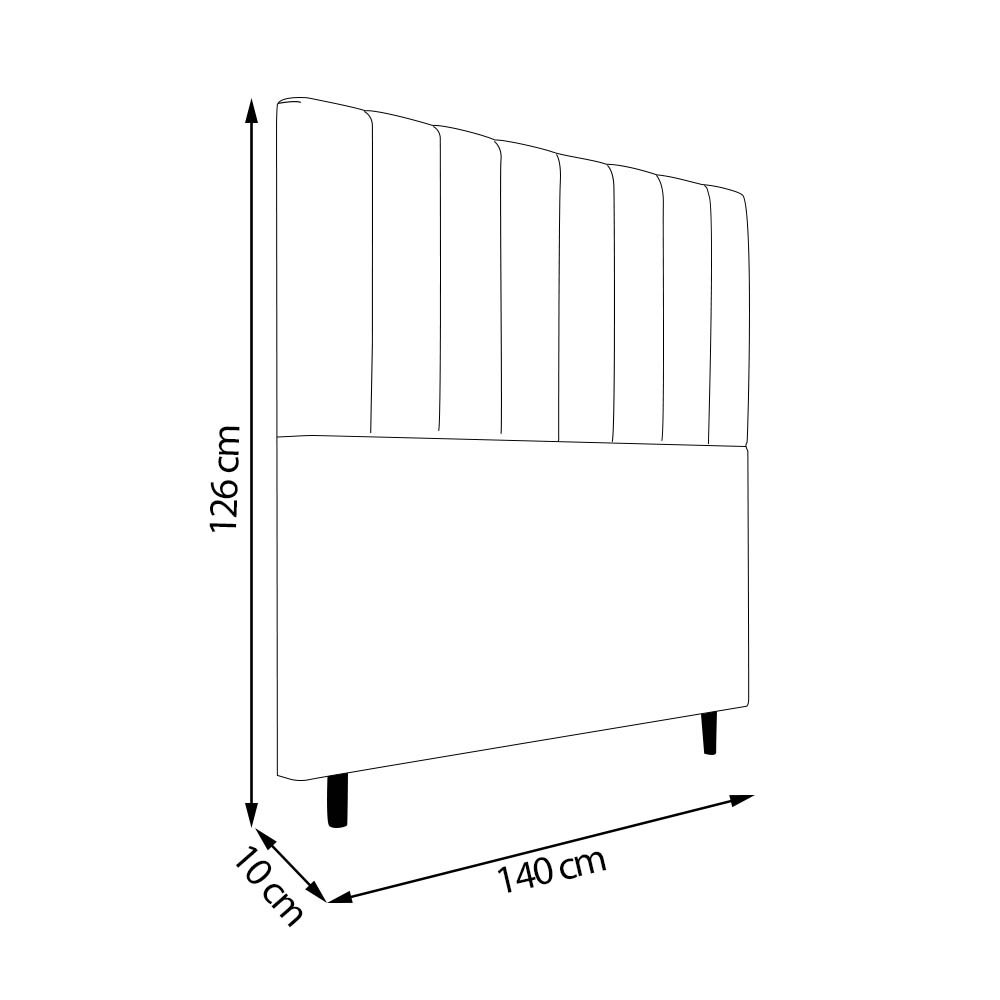 Cabeceira Decorativa Udine Casal 140cm Veludo Bege G32 - Gran Belo