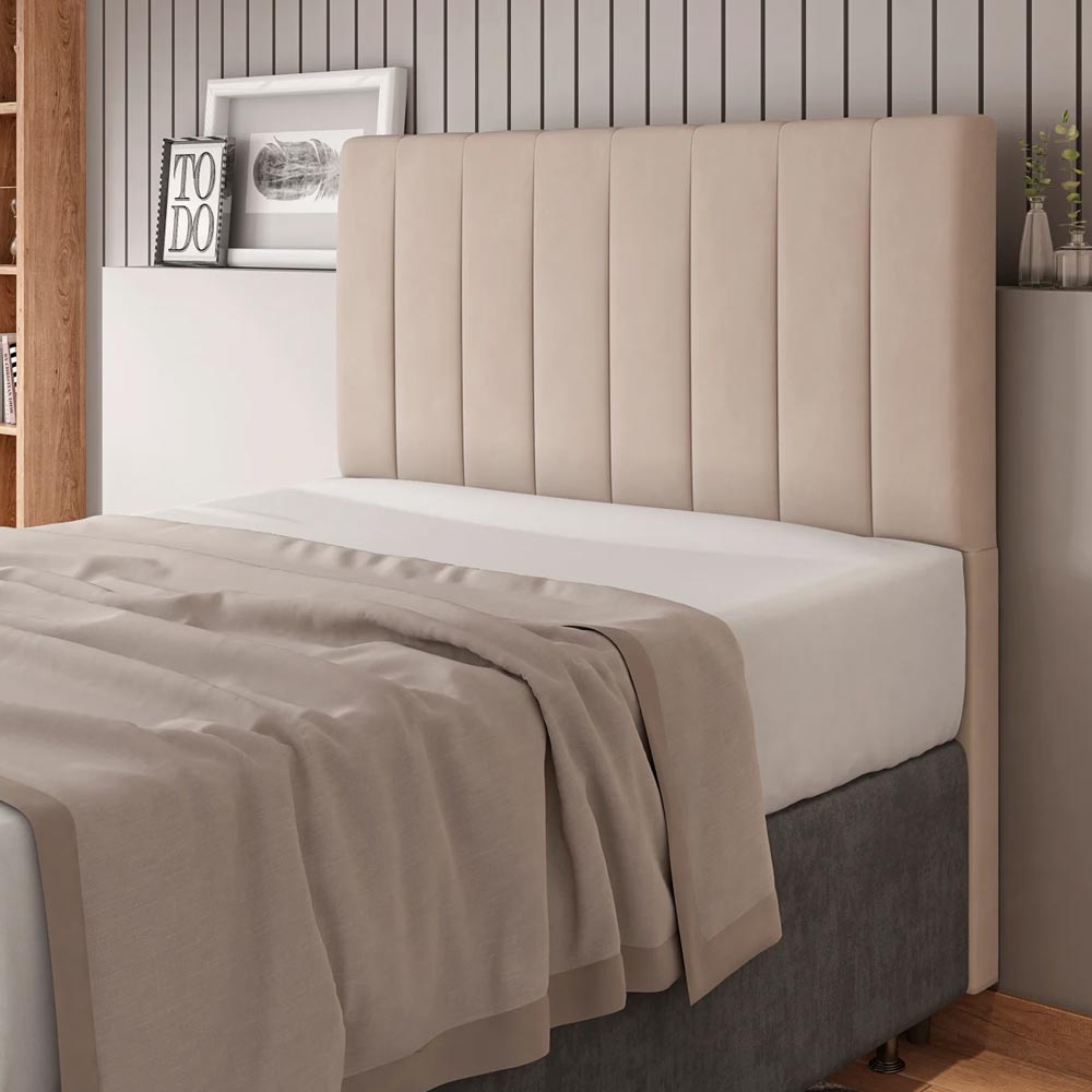 Cabeceira Decorativa Udine Casal 160cm Veludo Bege G32 - Gran Belo