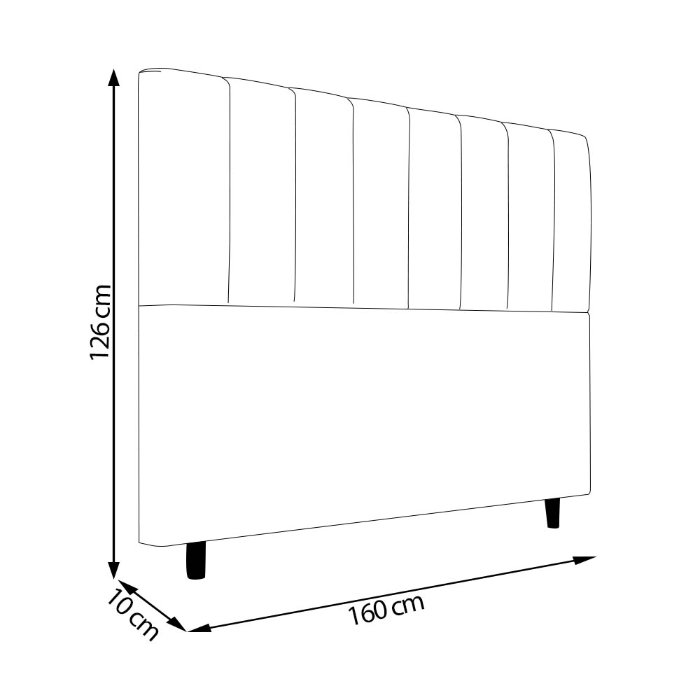 Cabeceira Decorativa Udine Casal 160cm Veludo Bege G32 - Gran Belo