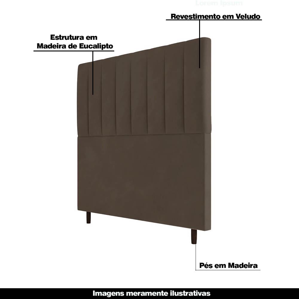 Cabeceira Decorativa Udine King 193cm Veludo Marrom G32 - Gran Belo