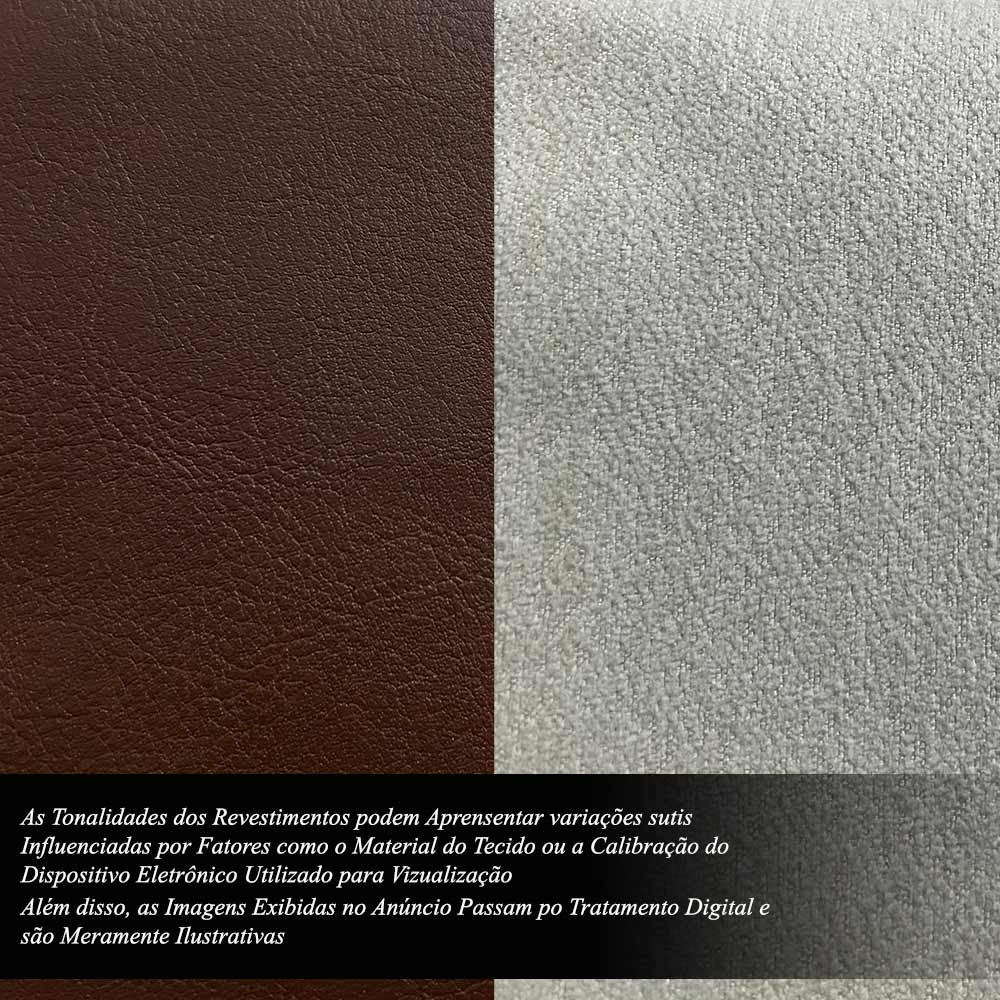 Cabeceira Design para Cama Casal Torres Pés em Madeira PU/Bouclê Marrom/Off White G91 - Gran Belo