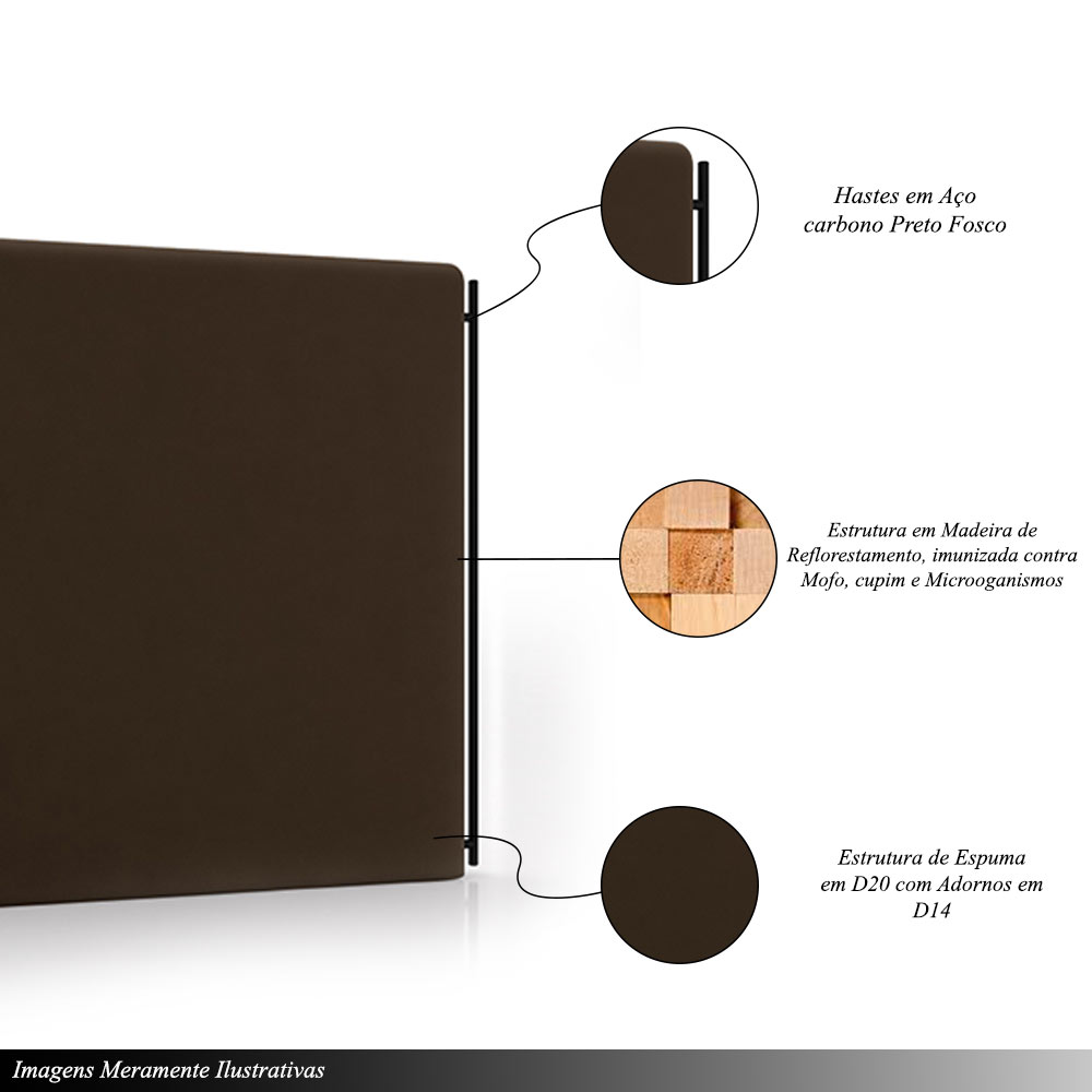 Cabeceira Design para Cama King Bezos Pés em Madeira Veludo Marrom G91 - Gran Belo