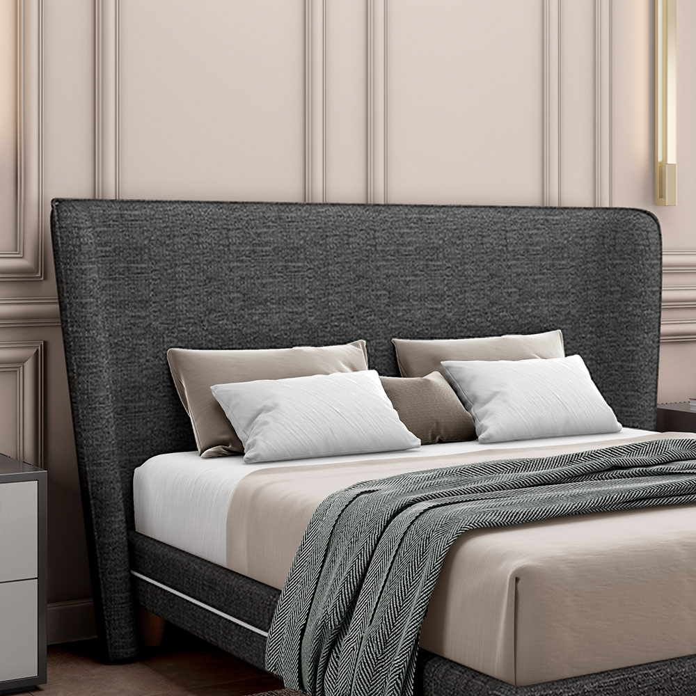 Cabeceira Design para Cama King Torres Pés em Madeira Linho Chumbo G91 - Gran Belo