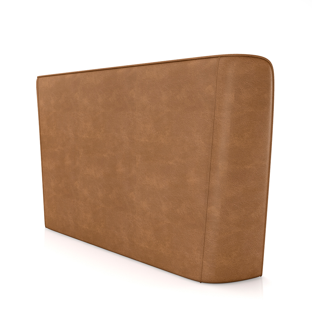 Cabeceira Design para Cama King Torres Pés em Madeira PU/Bouclê Caramelo/Off White G91 - Gran Belo