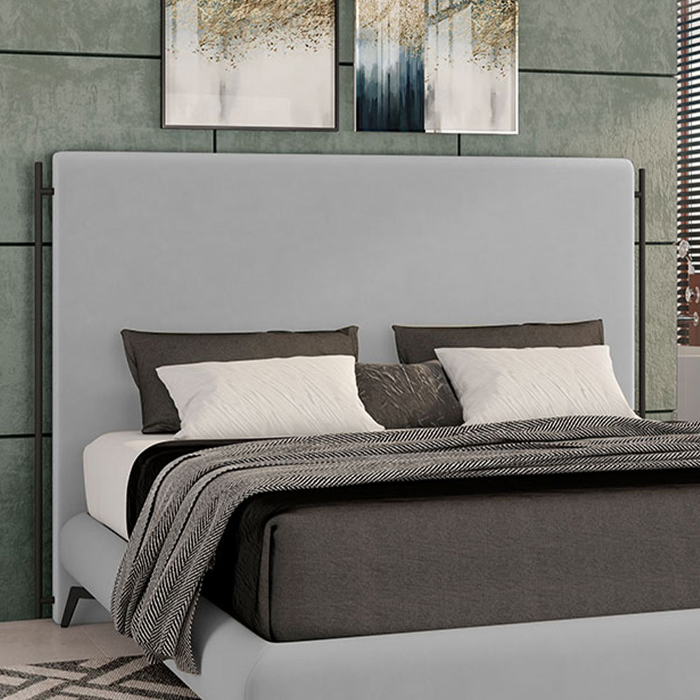 Cabeceira Design para Cama Queen Bezos Pés em Madeira Veludo Cinza G91 - Gran Belo