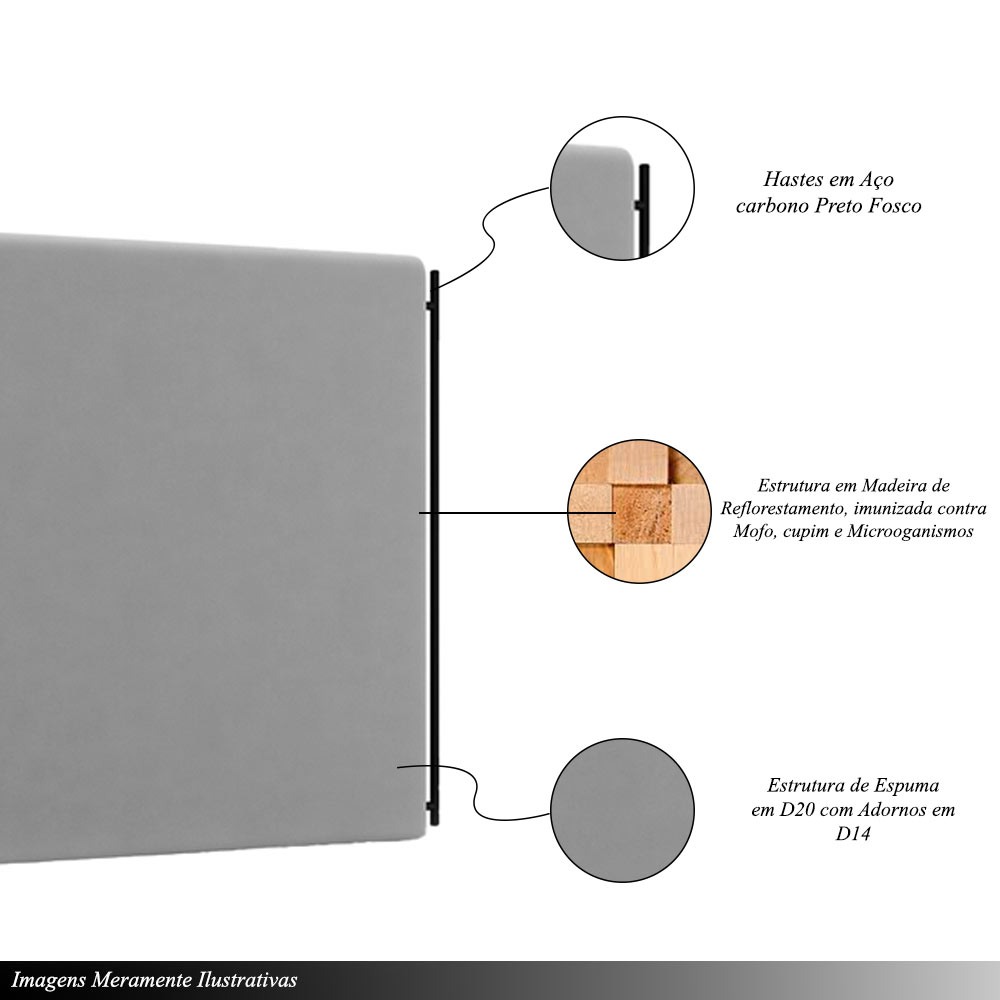 Cabeceira Design para Cama Queen Bezos Pés em Madeira Veludo Cinza G91 - Gran Belo
