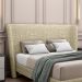 Cabeceira Design para Cama Queen Torres Pés em Madeira Linho Bege G91 - Gran Belo