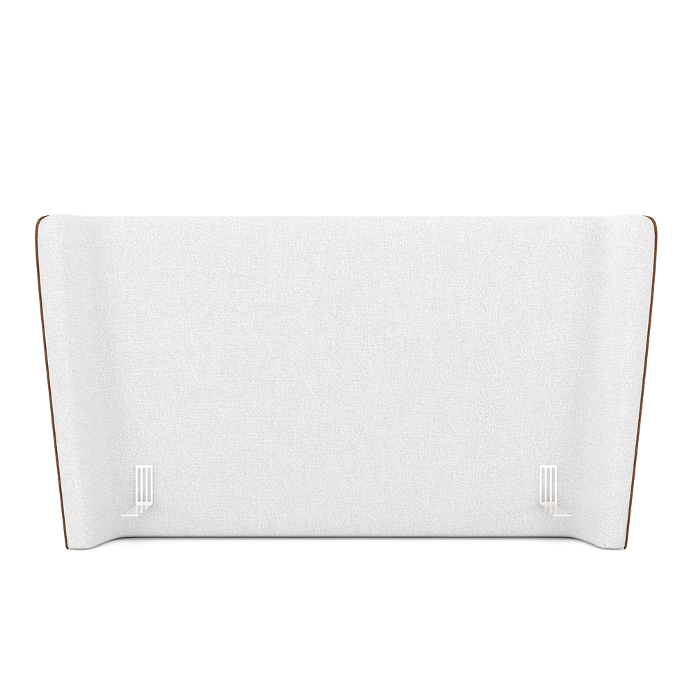 Cabeceira Design para Cama Queen Torres Pés em Madeira PU/Bouclê Caramelo/Off White G91 - Gran Belo