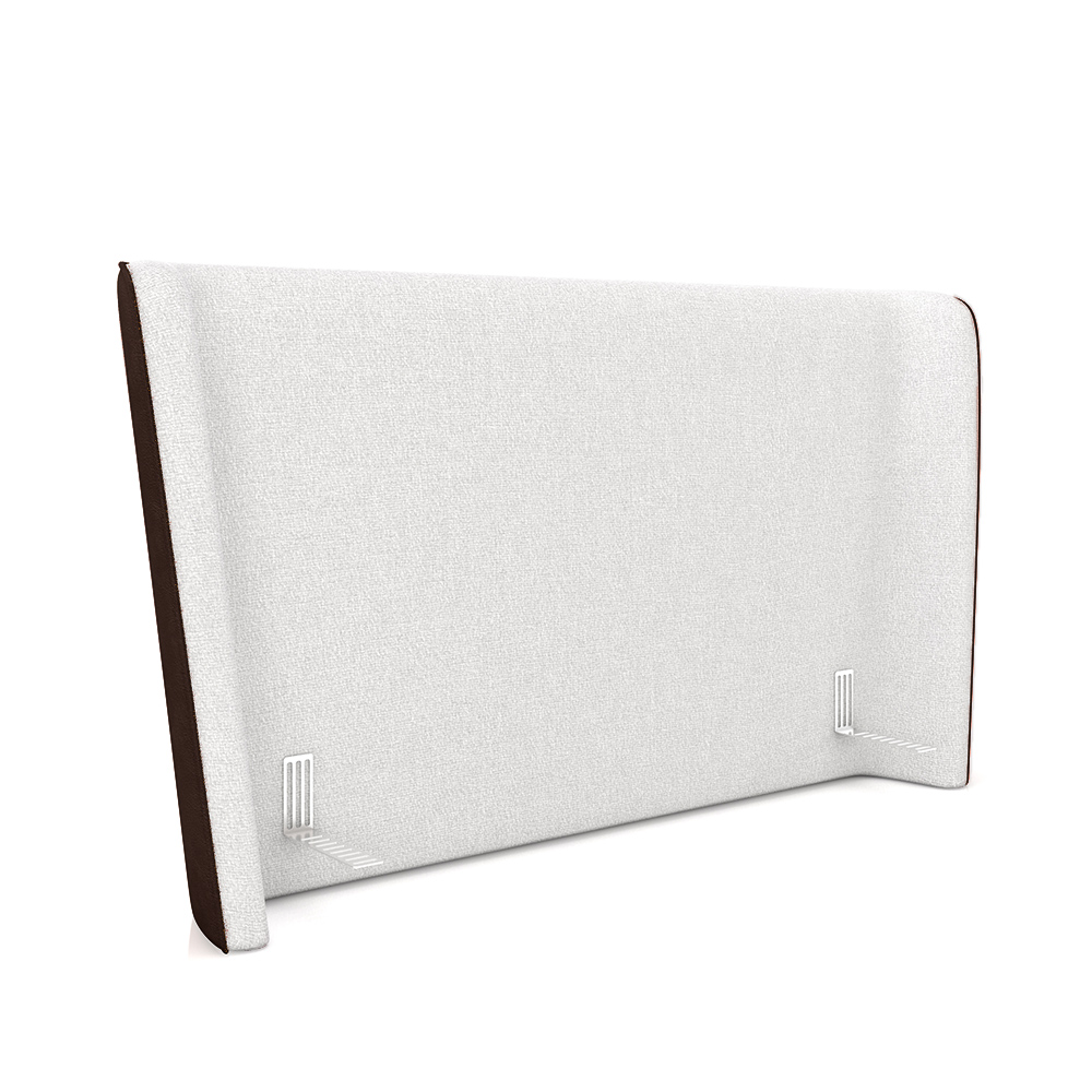 Cabeceira Design para Cama Queen Torres Pés em Madeira PU/Bouclê Marrom/Off White G91 - Gran Belo