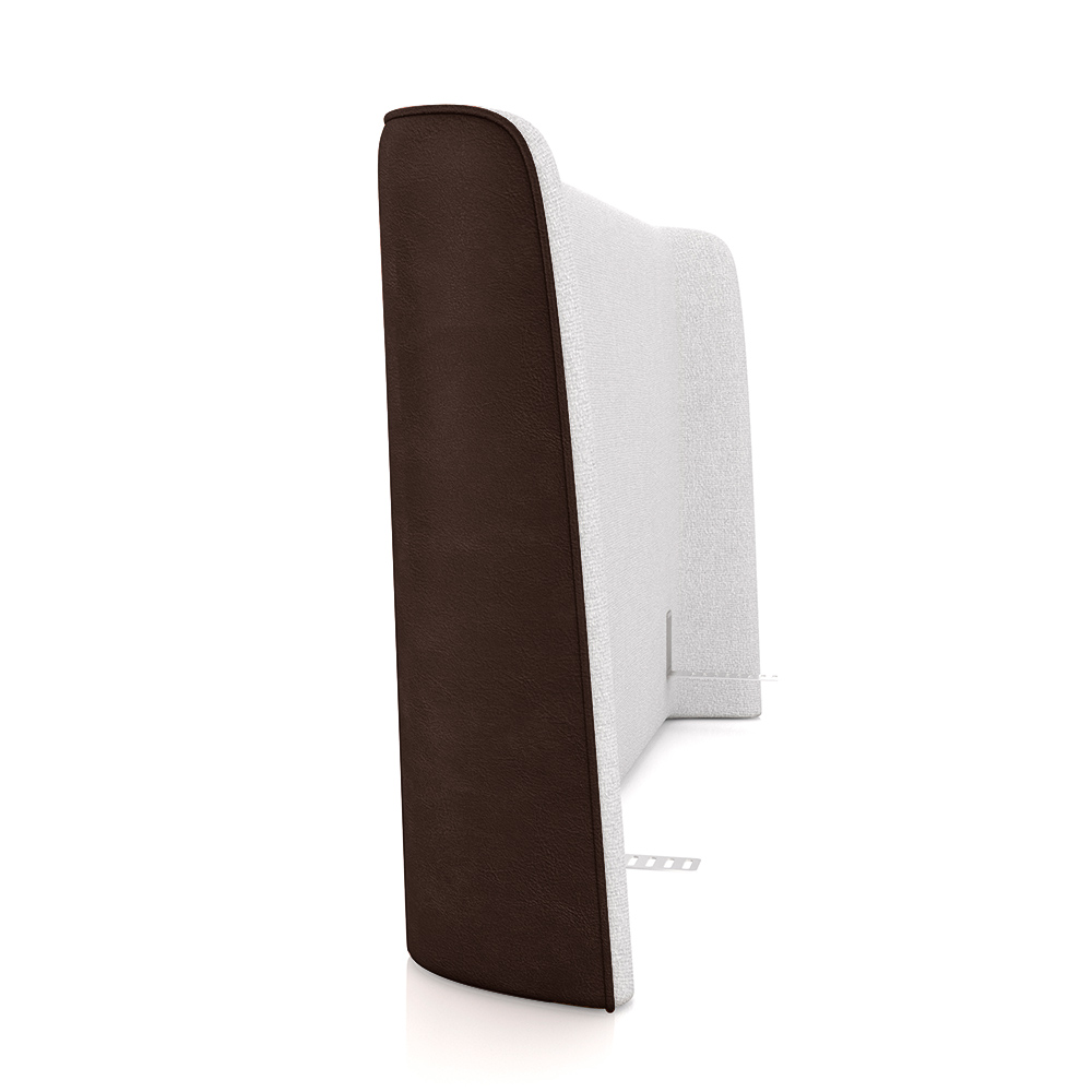 Cabeceira Design para Cama Queen Torres Pés em Madeira PU/Bouclê Marrom/Off White G91 - Gran Belo