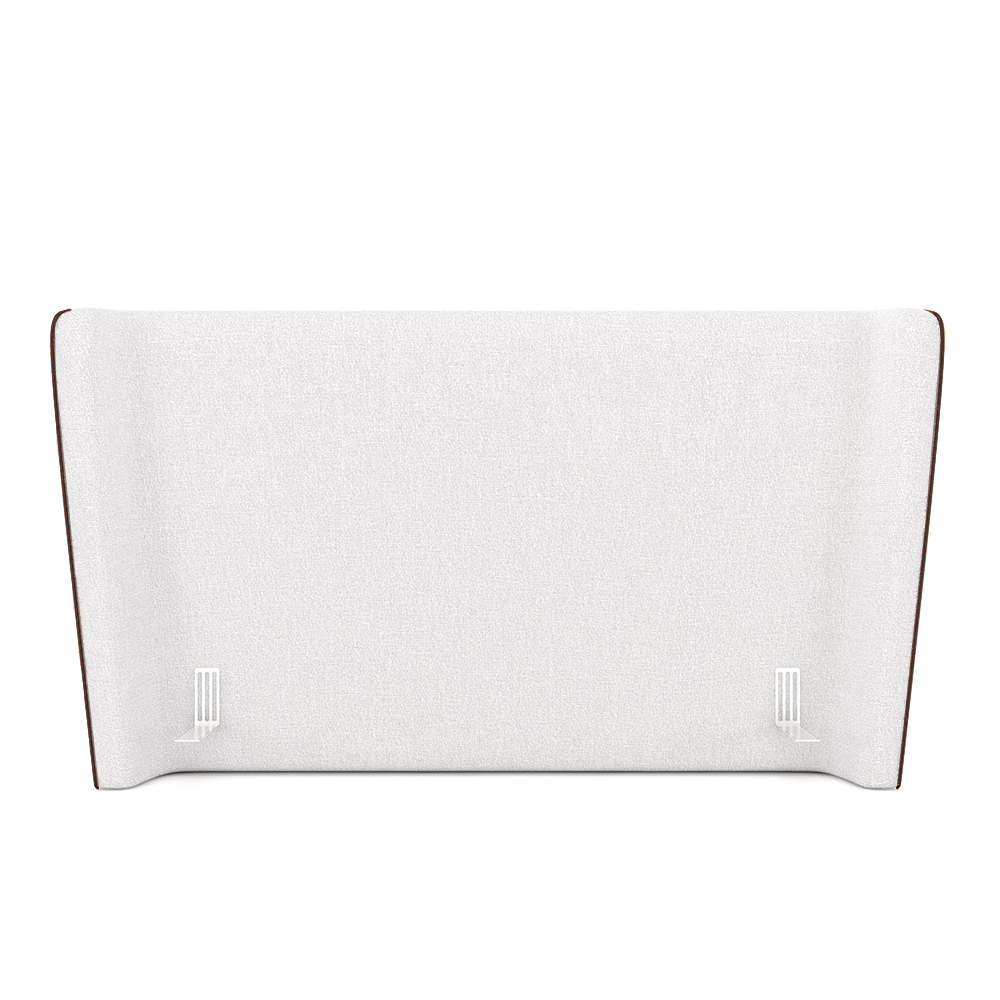 Cabeceira Design para Cama Queen Torres Pés em Madeira PU/Bouclê Marrom/Off White G91 - Gran Belo