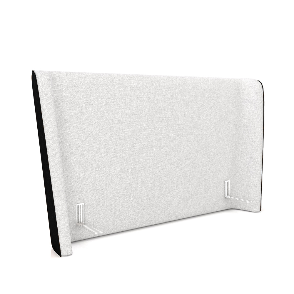 Cabeceira Design para Cama Queen Torres Pés em Madeira PU/Bouclê Preto/Off White G91 - Gran Belo