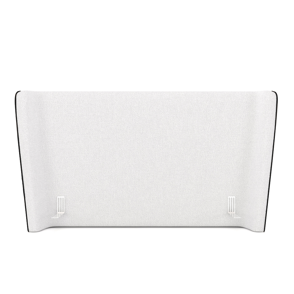 Cabeceira Design para Cama Queen Torres Pés em Madeira PU/Bouclê Preto/Off White G91 - Gran Belo
