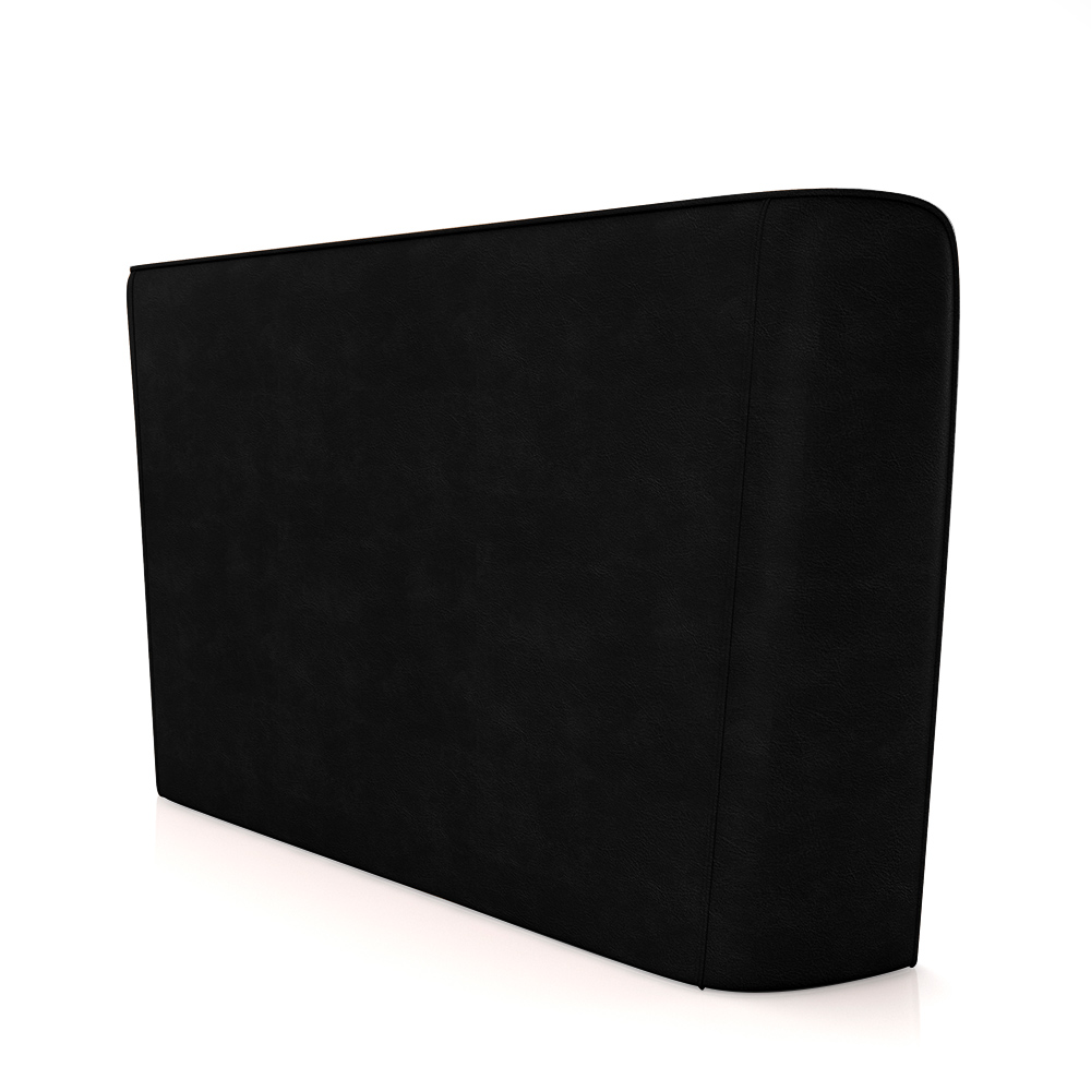 Cabeceira Design para Cama Queen Torres Pés em Madeira PU/Bouclê Preto/Off White G91 - Gran Belo