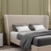 Cabeceira Design para Cama Queen Torres Pés em Madeira Veludo Bege G91 - Gran Belo