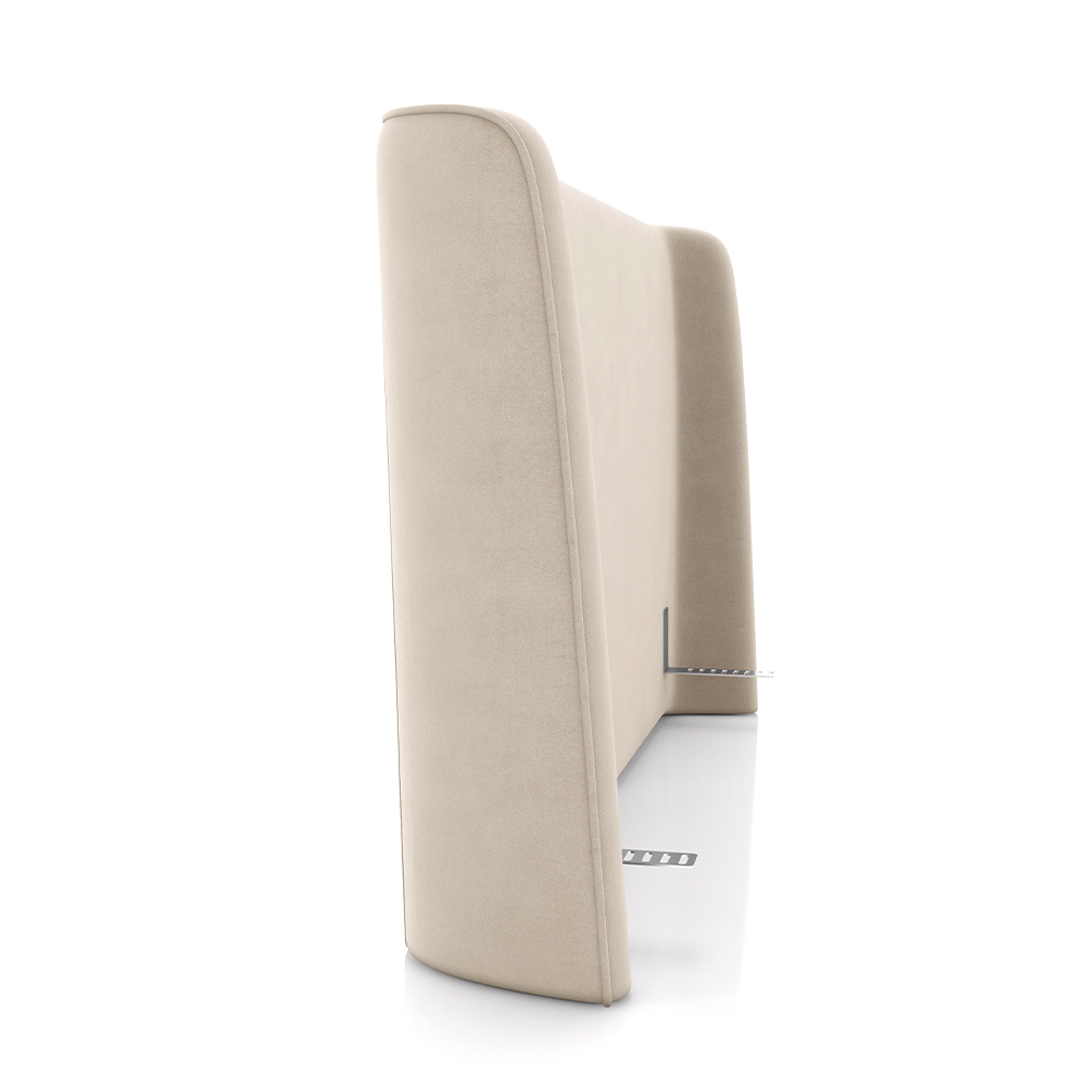 Cabeceira Design para Cama Queen Torres Pés em Madeira Veludo Bege G91 - Gran Belo
