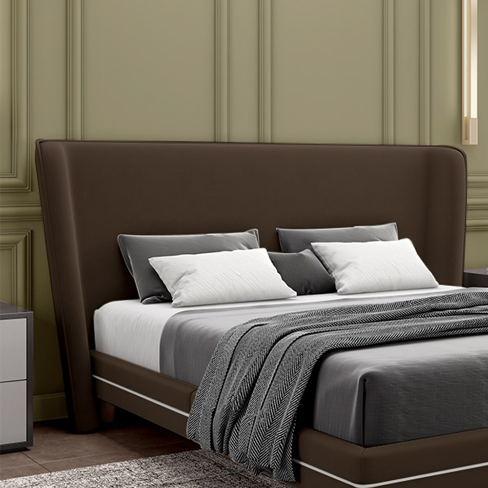 Cabeceira Design para Cama Queen Torres Pés em Madeira Veludo Marrom G91 - Gran Belo