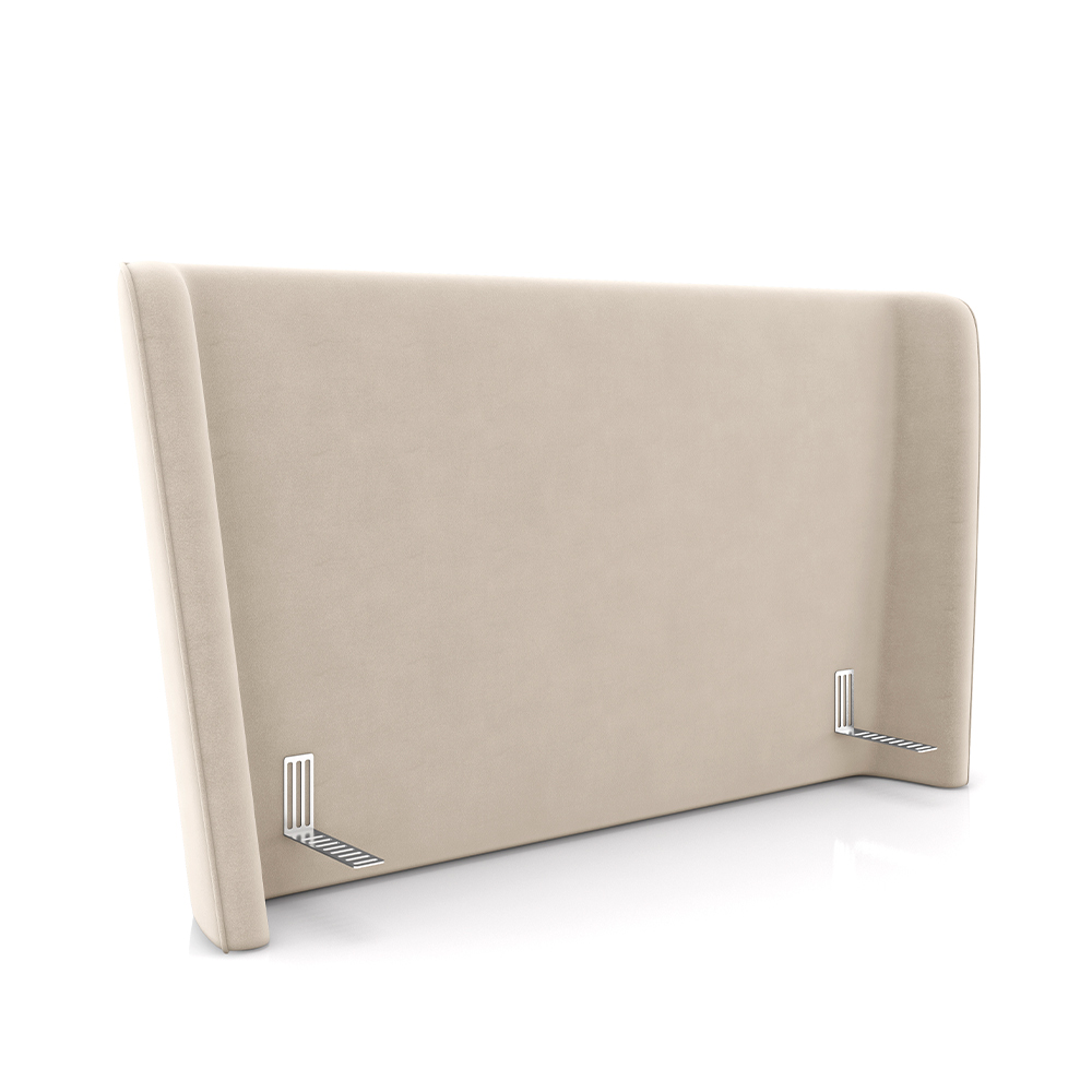 Cabeceira Design para Cama de Casal Torres Pés em Madeira Veludo Bege G91 - Gran Belo