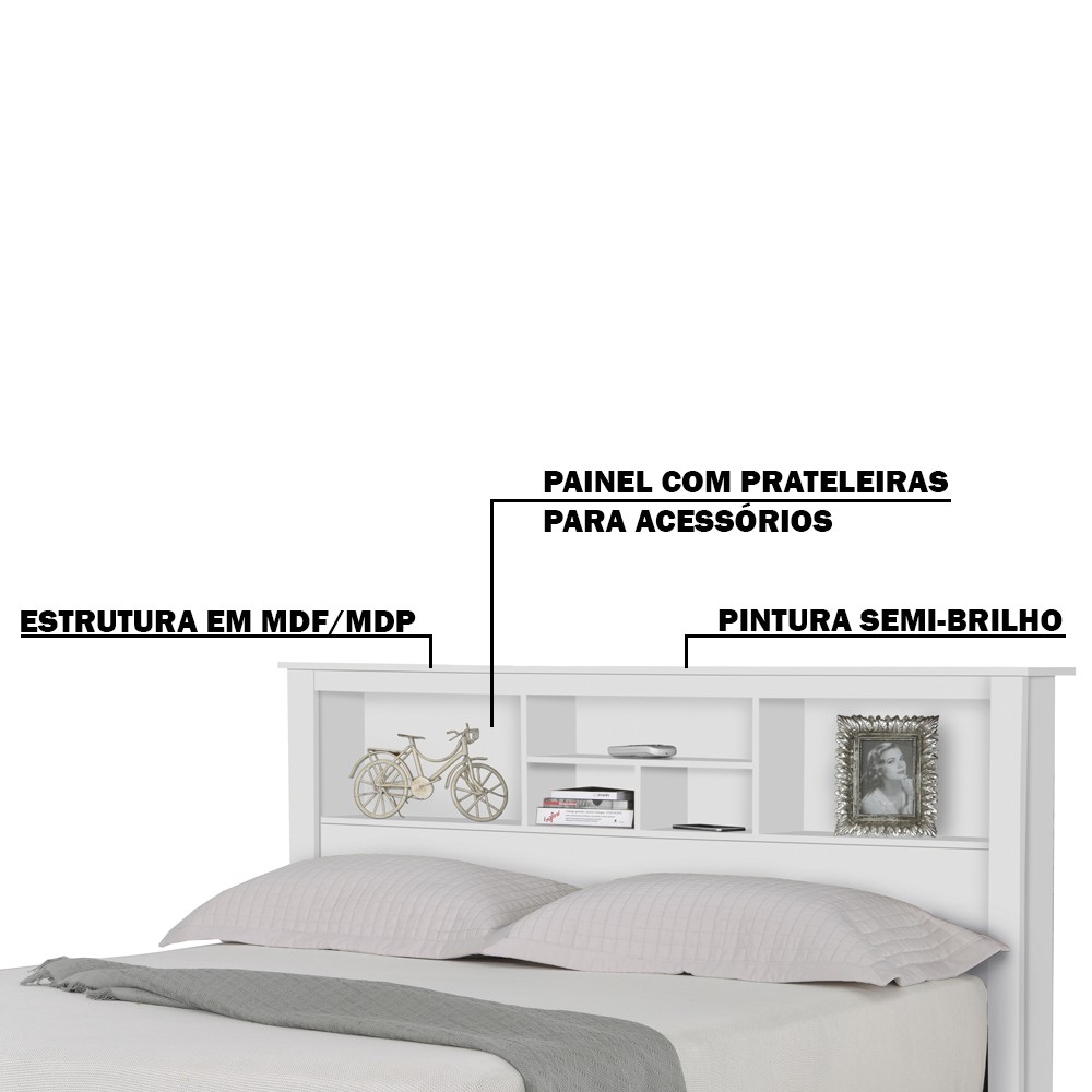 Cabeceira para Cama de Casal Cuba Branco G68 - Gran Belo