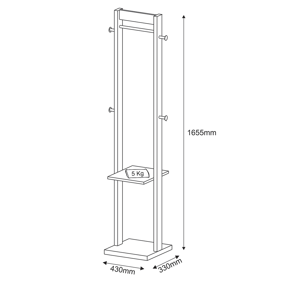 Cabideiro Grande para Quarto Sala de Estar AZ1019 MDP Nogal/Branco G69 - Gran Belo