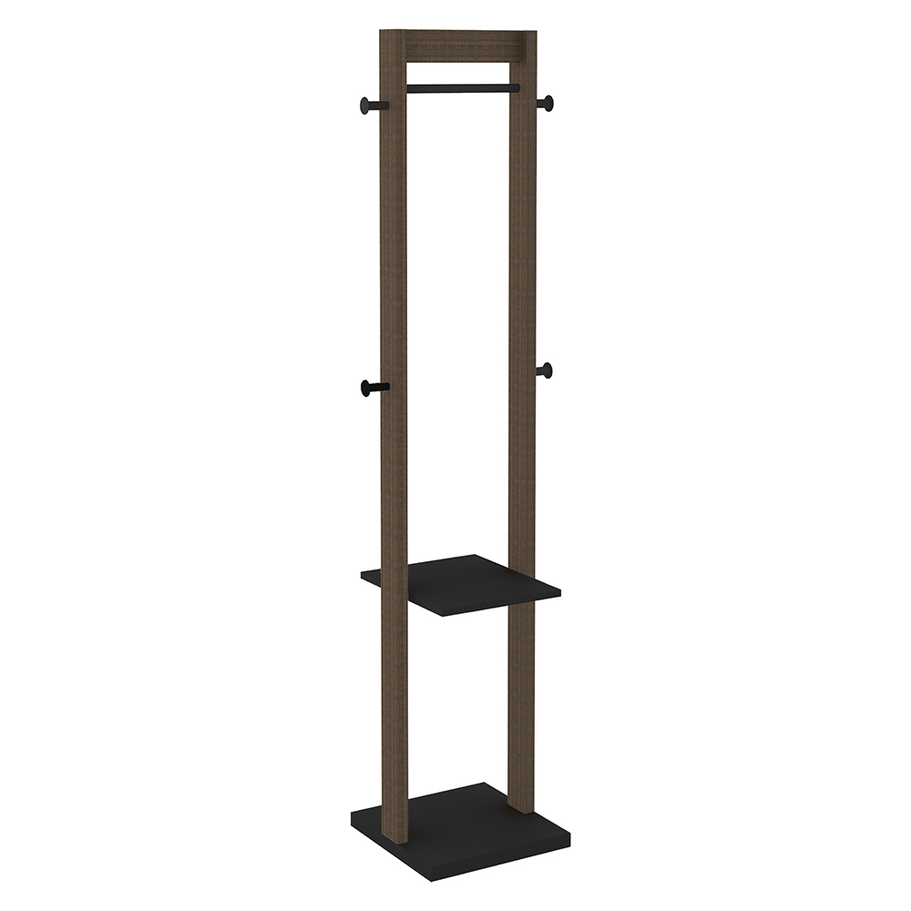 Cabideiro Grande para Quarto Sala de Estar AZ1019 MDP Nogal/Preto G69 - Gran Belo
