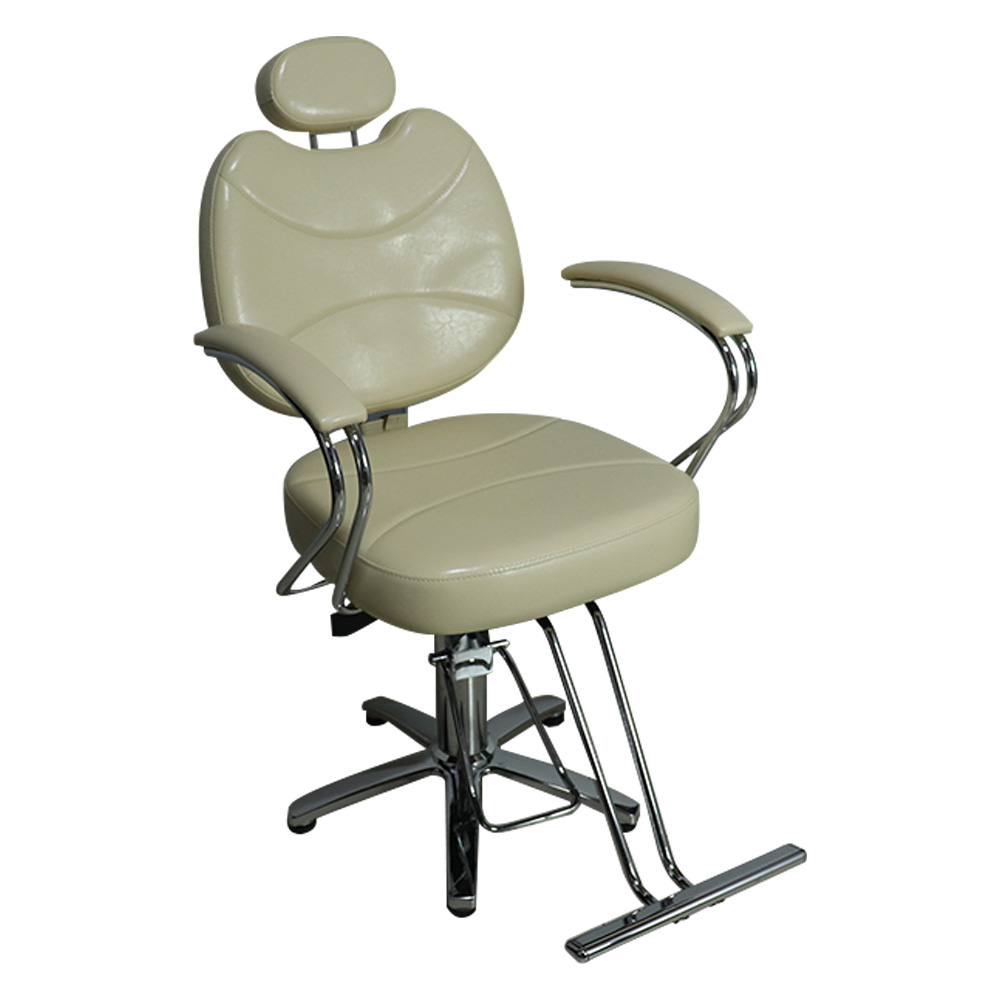 Cadeira Barbeiro Decorativa c/Apoio na Lombar Regulagem De Altura e Apoio p/Pés PU Bege G31 - Gran Belo