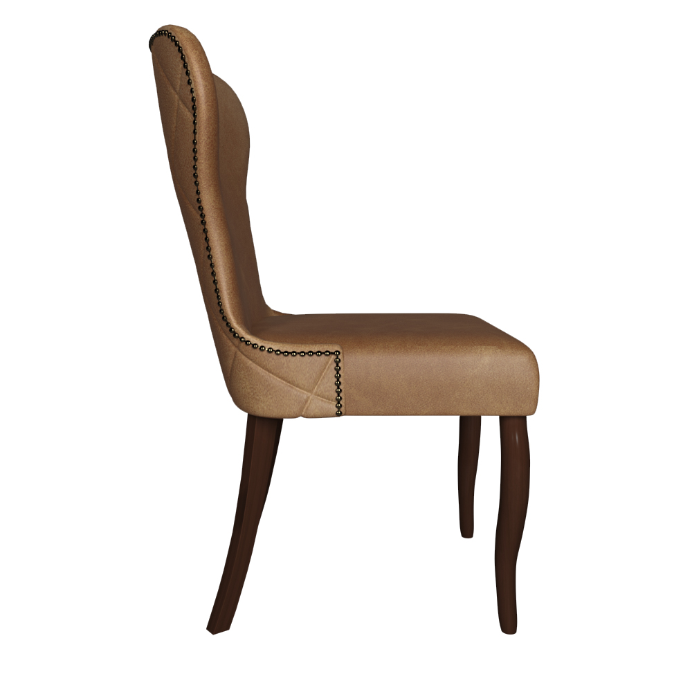 Cadeira Decorativa Sala De Jantar Duque Madeira PU Marrom G48 - Gran Belo
