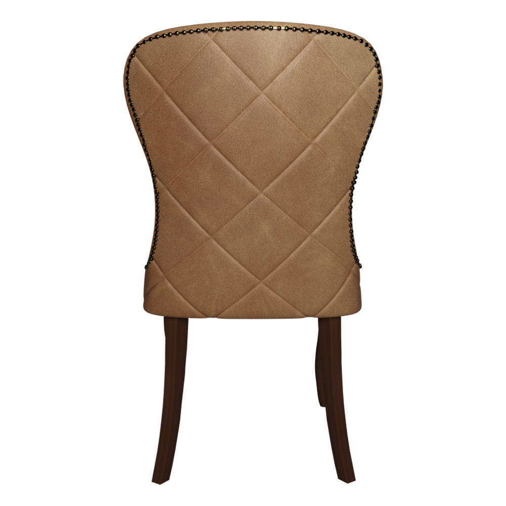 Cadeira Decorativa Sala De Jantar Duque Madeira PU Marrom G48 - Gran Belo