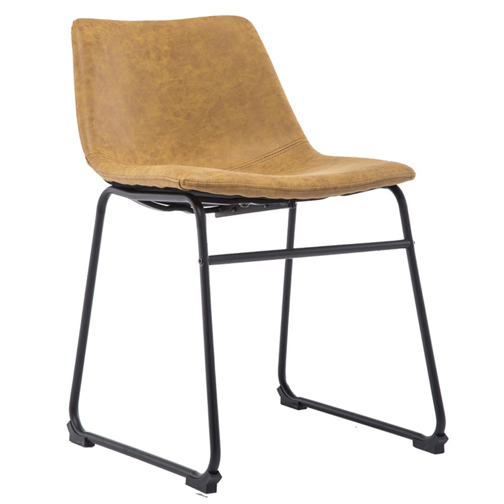 Cadeira Decorativa Sala de Estar Recepção Fixa Maia PU Sintético Caramelo G56 - Gran Belo