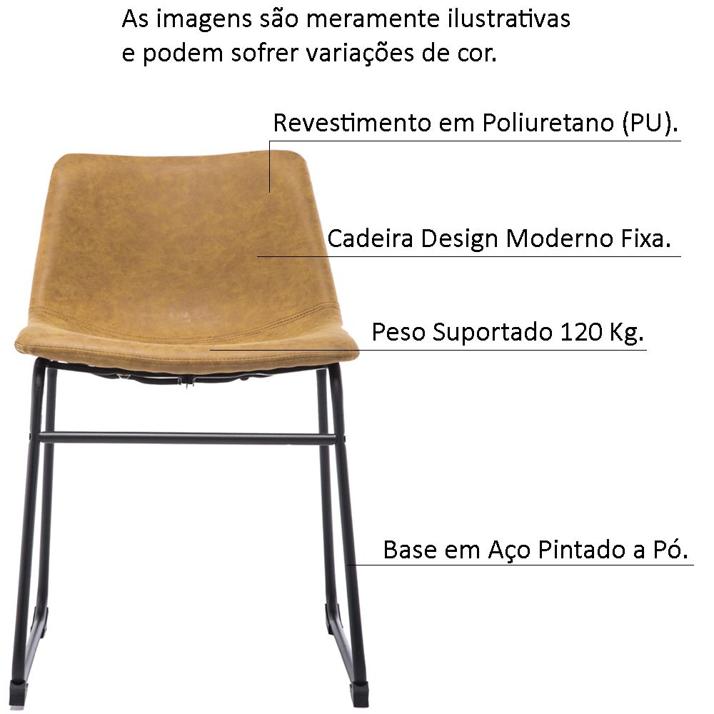 Cadeira Decorativa Sala de Estar Recepção Fixa Maia PU Sintético Caramelo G56 - Gran Belo