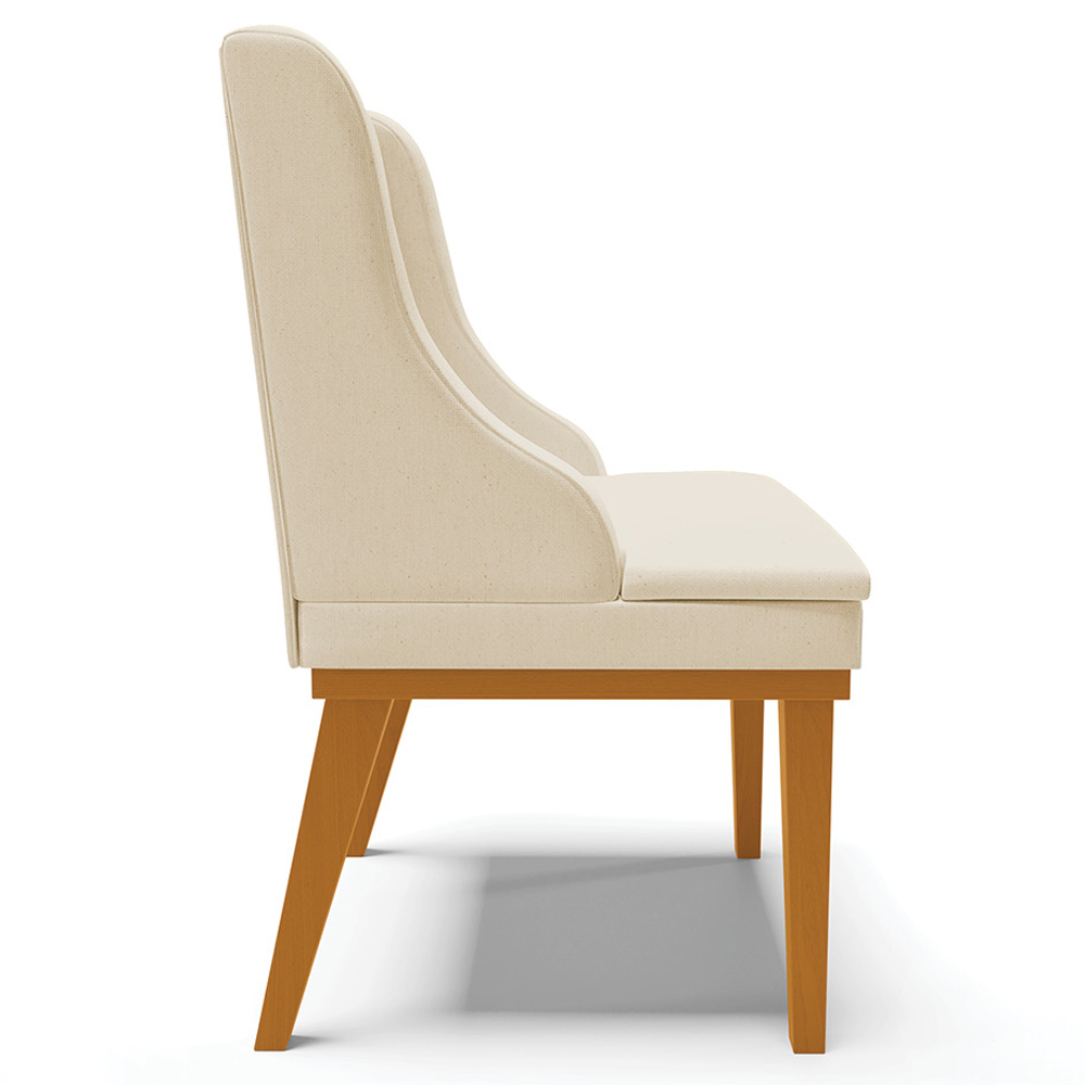 Cadeira Decorativa Sala de Jantar Base Fixa de Madeira Firenze Linho Bege/Castanho G19 - Gran Belo