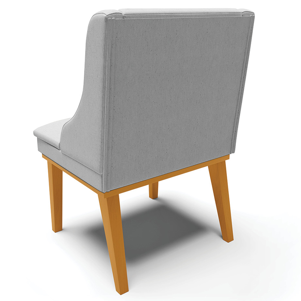 Cadeira Decorativa Sala de Jantar Base Fixa de Madeira Firenze Linho Cinza/Castanho G19 - Gran Belo