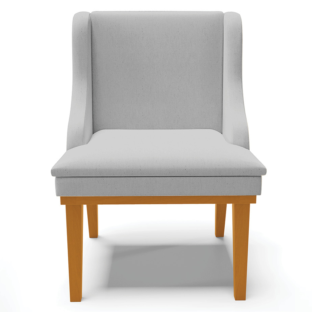 Cadeira Decorativa Sala de Jantar Base Fixa de Madeira Firenze Linho Cinza/Castanho G19 - Gran Belo
