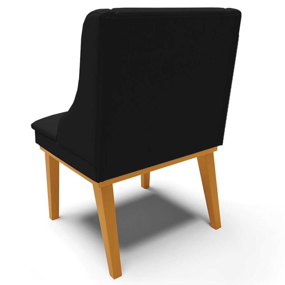 Cadeira Decorativa Sala de Jantar Base Fixa de Madeira Firenze Linho Preto/Castanho G19 - Gran Belo