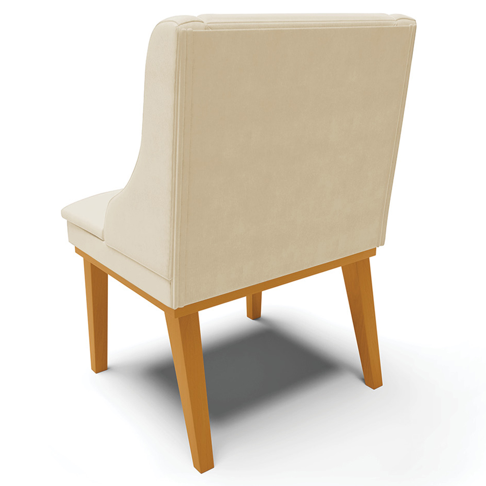 Cadeira Decorativa Sala de Jantar Base Fixa de Madeira Firenze PU Bege/Castanho G19 - Gran Belo