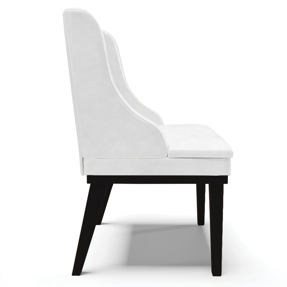 Cadeira Decorativa Sala de Jantar Base Fixa de Madeira Firenze PU Branco Brilho/Preto G19 - Gran Belo