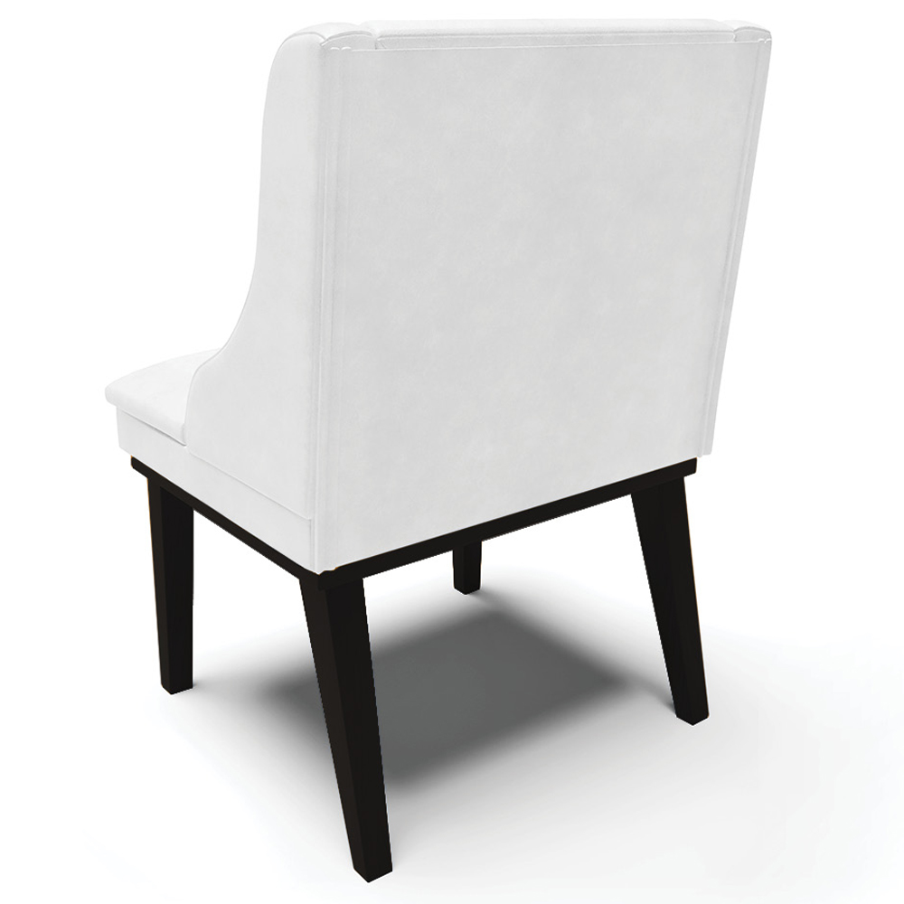 Cadeira Decorativa Sala de Jantar Base Fixa de Madeira Firenze PU Branco Brilho/Preto G19 - Gran Belo