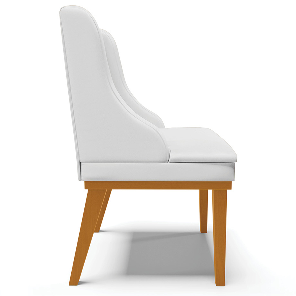 Cadeira Decorativa Sala de Jantar Base Fixa de Madeira Firenze PU Branco Fosco/Castanho G19 - Gran Belo