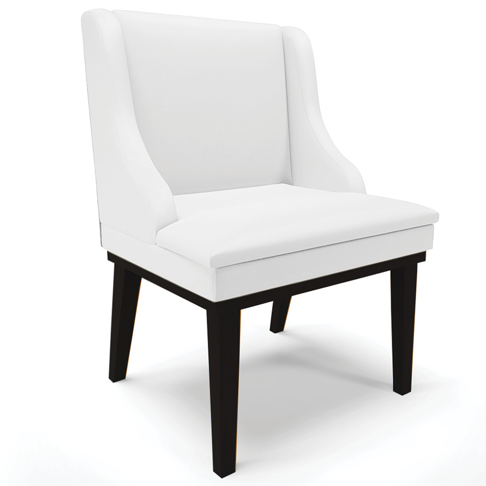 Cadeira Decorativa Sala de Jantar Base Fixa de Madeira Firenze PU Branco Fosco/Preto G19 - Gran Belo