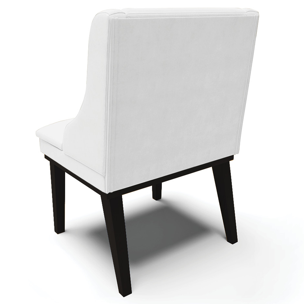 Cadeira Decorativa Sala de Jantar Base Fixa de Madeira Firenze PU Branco Fosco/Preto G19 - Gran Belo
