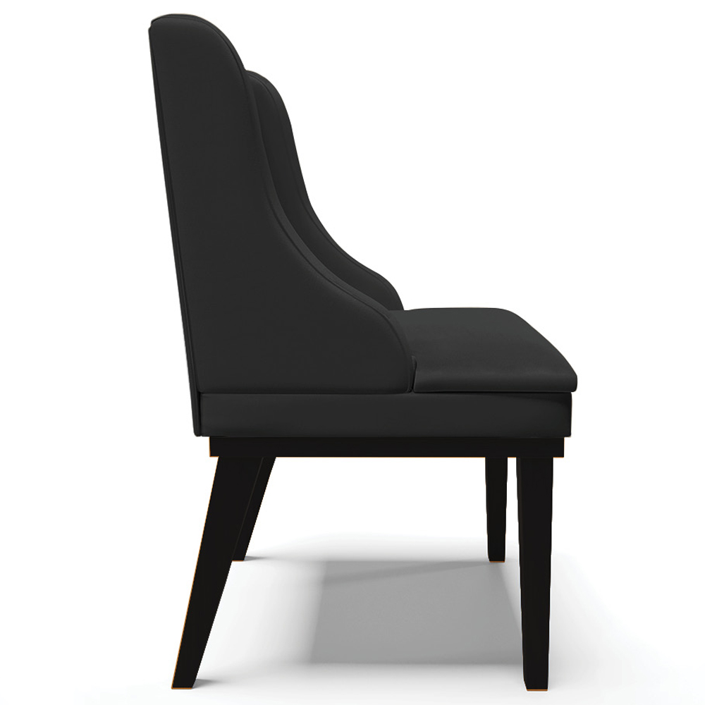 Cadeira Decorativa Sala de Jantar Base Fixa de Madeira Firenze PU Preto Fosco G19 - Gran Belo