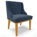 Cadeira Decorativa Sala de Jantar Base Fixa de Madeira Firenze Suede Azul Marinho/Castanho G19 - Gran Belo