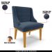 Cadeira Decorativa Sala de Jantar Base Fixa de Madeira Firenze Suede Azul Marinho/Castanho G19 - Gran Belo