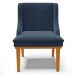 Cadeira Decorativa Sala de Jantar Base Fixa de Madeira Firenze Suede Azul Marinho/Castanho G19 - Gran Belo