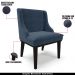 Cadeira Decorativa Sala de Jantar Base Fixa de Madeira Firenze Suede Azul Marinho/Preto G19 - Gran Belo